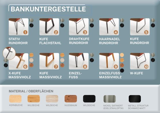 Koinor diningsystem bank untergestelle