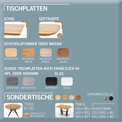 Koinor diningsystem tisch tischplatten